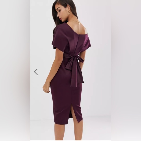 ASOS black fallen shoulder midi pencil dress - Picture 5 of 5